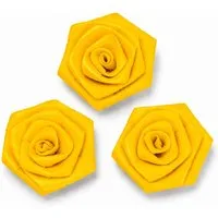 Creativery Streudeko, Satinrosen 6cm zum Basteln & Aufnähen 3 Stück Gelb