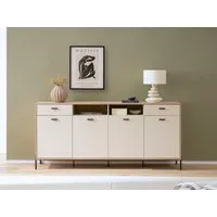 Home affaire Sideboard Fredericia, moderne Kommode, Schrank in Kaschmir, 205 cm breit, zeitlos, schwarze Metallgriffe und -füße, ausreichend Stauraum