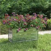 furnicato Hochbeet Garten-aus verzinktem Stahl 100 x 40 x 45 cm, silbern, Witterungsbeständiges Gemüsebeet mit Drainage für den Garten