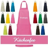 Schnoschi Kochschürze Hochwertige Küchenschürze mit Küchenfee bestickt, Stickerei mit Küchenfee