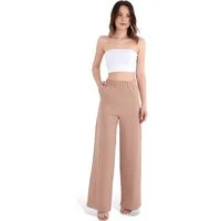 fashionshowcase Schlupfhose Damen High Waist Marlenehose weit elastisch Taschen