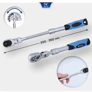 Brilliant Tools 3/8" Teleskop-Umschaltknarre mit flexibelem Kopf (250 - 350 mm) - BT021997