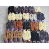 Holzprodukte Damen Hausschuhe Lammfell Pantoffeln Hüttenschuhe Ledersohle Winter Plüsch Hausschuhe