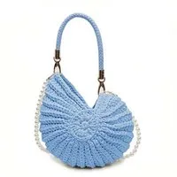 Oemmn Handtasche Handgewebte Muschel-Hobo-Tasche für Damen, gehäkelt, Sommer