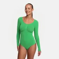 cfab (creamy fabrics) Shaping-Body Bodysuit Sculpting Shapewear Longsleeve mit String-Poison Green-5XL (1-tlg)