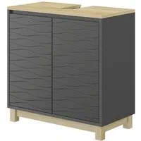 Vicco Waschbeckenunterschrank Livia, Anthrazit/Holz, 60 x 60 cm mit 2 Türen (1-St)