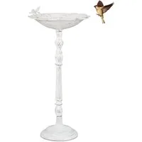 relaxdays Vogeltränke XL Vogeltränke Gusseisen, weiß