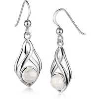 Materia Paar Ohrhänger Mondstein Ohrringe Silber Damen keltisch weiß SO-297, 925 Sterling Silber