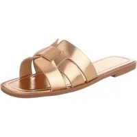 Ital-Design Plateausandal mit Cut-Out und gepolsterter Sohle Pantolette (91512322) Blockabsatz Pantoletten in Champagner