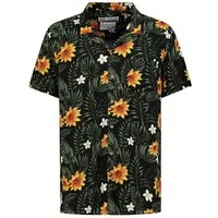 Urban Surface Kurzarmhemd Kurzarm- mit botanischem Muster und Knöpfen Tropical-Shirt