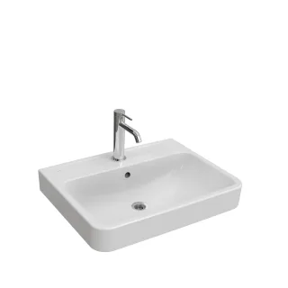 VitrA New Integra Round Waschtisch unterbaufähig mit Hahnloch mittig 60 x 47 x 17 cm,7901B403-0001 7901B403-0001