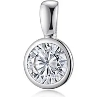 Materia Kettenanhänger Damen Silber Zirkonia Rund Ø10,4mm KA-180, 925 Sterling Silber, rhodiniert