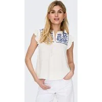 ONLY Rüschentop ONLVESTINE S/S TOP WVN NOOS Viskose, loose fit, Rundhals