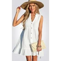 Cupshe Minikleid Mini Abdeckkleid mit Rüschensaum Knöpfe vorne Rüschensaum