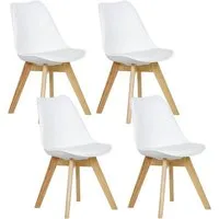 Woltu Esszimmerstuhl (Set, 4 St), Polsterstuhl Bezug Kunstleder, Massivholz