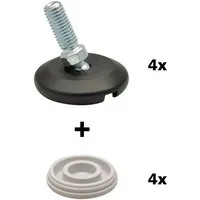 WAGNER design yourself Möbelfuß QuickClick® Möbelgleiter I 4er-Set Verstellfuß Ø 37 mit Kugelgelenk und Gewindestift M8 x 25 mm I 4x Verstellfuß + 4x Gleiter - HYPER - Durchmesser Ø 30 mm - Made in DE