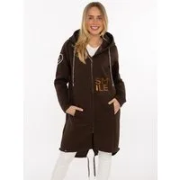 Zwillingsherz Kurzmantel "Alissa Shiny" Kapuze, Reißverschluss, glänzender Print, bedrucktes Band