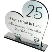 Dekolando Hochzeitskarte Silberne Hochzeit Geschenk 25 Jahre Silberhochzeit Herz Aufsteller 10
