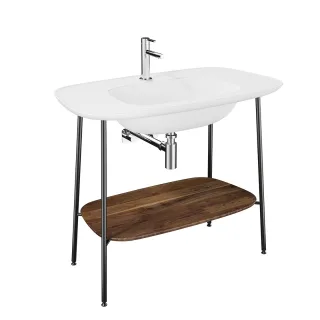 VitrA Plural Set 100 cm Waschtischunterbau + Möbelwaschtisch Eiche Dunkel Echtholz Edelweiß,64045 64045