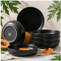 KONSIMO® Teller-Set VICTO Tafelservice hergestellt in der EU (6-tlg), 6 Personen, Steingut, spülmaschinengeeignet, mikrowellengeeignet, 6x Suppenteller
