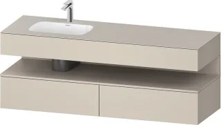 Duravit Qatego Einbauwaschtisch mit Konsolenwaschtischunterbau Taupe Supermatt 1600x500x600 mm - QA4 QA4795091830000