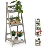 relaxdays Blumenständer Blumentreppe Holz grau (1 St), L