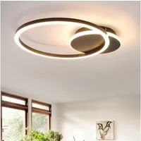 ZMH LED Deckenleuchte Wohnzimmer - 24W 2-Ringen Deckenlampe 3000K Flur Metall Küchenlampe, Augenschutz, Einfache Installtion, LED fest integriert, Warmweiß, Schwarz Modern Design Schlafzimmerlampe Flur Büro
