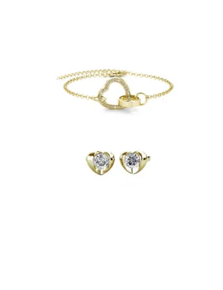 Simply Love Verschlossenes Herz Set - Gold und Kristall