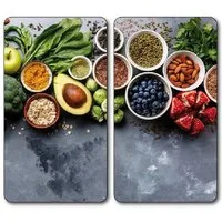 Kesper Schneidebrett Multi-Glasschneideplatte 2er Pack, Herdabdeckplatte, Spritzschutz, (Set, 2-St), Motiv Avocado