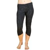 PANASIAM 3/4-Leggings Goa Leggings ‘Lalita‘ mit mandalartigen Kreismustern 100% Baumwolle Caprileggings sommerliche 3/4 Leggings Sommerleggings
