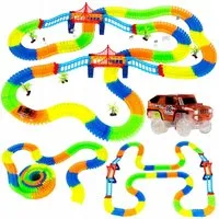 kinderplay Autorennbahn Leuchtender Rennbahn Track – Flexibel biegsam – Spielspaß für Kinder –
