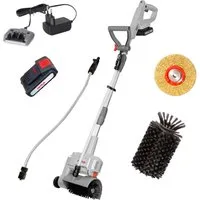 ikra GmbH Akku-Oberflächenbürste Vario Brush IATR 20, 1-tlg., inkl. Nylon-Bürste (Stein-, Beton, Holzdielen) & Stahl-Bürste (Fugen), Akku-Oberflächen- und Fugenreiniger