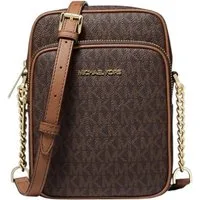 MICHAEL KORS Umhängetasche Michael Kors Jet Set Travel Crossbody Logo Canvas Braun Umhängetasche