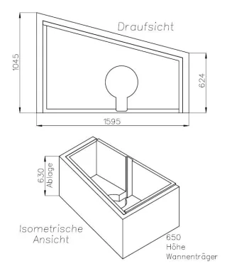 Neuesbad Wannenträger für Hoesch Thasos Trapez rechts 150x100 SW 14321A