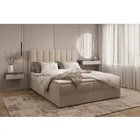 MOEBLO Boxbett Bett 01 (Bonell, Topper, Doppelbett gepolstertes Kopfteil mit Bettkasten Boxbett - 180x200 cm, aus Samt, Polsterbett Kontinentalbett, dekorativem Kopfteil), (BxHxT):143/163/183x113x214 cm
