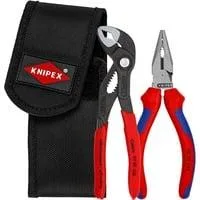 Mini-Zangenset, in Werkzeug-Gürteltasche, Zangen-Set rot/schwarz, 2-teilig