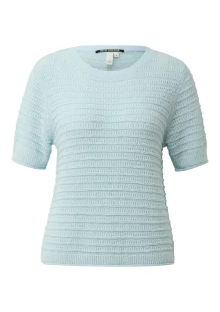 Q/S designed by - Strickpullover mit Strukturmuster und Halbarm blau - Gr. - XXL