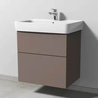 Sanipa 3way Waschtischunterbau zu Geberit Renova Plan Waschtisch mit 2 Auszügen, Taupe-Matt SP8761T