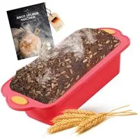 Coradoma Silikonform Silikon Backform Rechteckig inkl. Rezept Brotbackform 1000g Kastenform