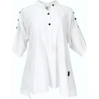 Guru-Shop Longbluse Bequeme Baumwoll-Tunikabluse mit Kokosknöpfen,..