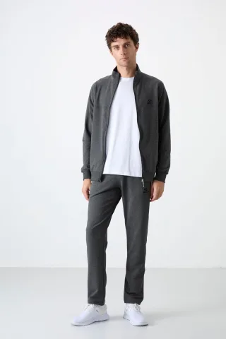 Herren Relaxed Fit Zip-Kragen Sweatshirt und Hosen Set