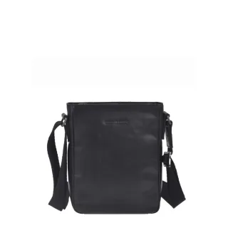Schultertasche mit verstellbarem Gurt aus Leder in schwarz kompakt | Greenburry. Zeitlose Umhängetasche Pure Black für Alltag, Büro und Freizeit.
