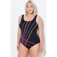 Ulla Popken Badeanzug Badeanzug Streifen ohne Softcups Rundhals