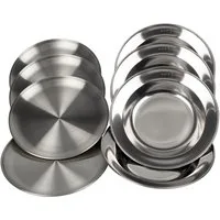 Black Snake Teller-Set Camping Teller Set Edelstahl flach und tief Outdoor (8-tlg), Edelstahl, Robuste Edelstahlteller für Camping und Outdoor
