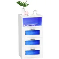 oyajia Nachttisch mit 2/3 Schubladen, Beistelltisch mit Ladestation und LED, Mit USB und Typ-C Anschlüsse, offenes Fach