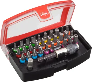 VIGOR Bit Box, V5019, Sechskant6,3 (1/4 Zoll), Schlitz Profil, Innen-Sechskant Profil, Kreuzschlitz