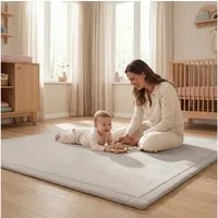 Sanosoft Kinderteppich Sanosoft samtweicher und kuscheliger Krabbelteppich Hellgrau 100x150cm, Höhe: 30 mm, Öko-Tex 100