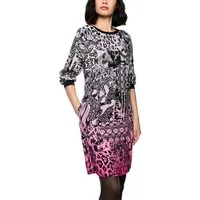 Marc Cain Midikleid Check it Up Premium Damenmode Sportkleid Langarm mit All-over Print, Rundhals, Farbverlauf