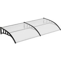 GarveeMore Anbaudach für Haustür,Überdachung Haustür aus Aluminium und Polycarbonat, BxT: 150x100 cm, Transparentes Pultbogenvordach,Regen Schnee Sonnenschutz