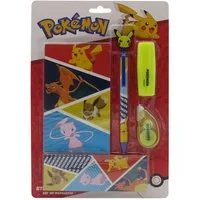 POKÉMON Notizblock Schreibwarenset mit Notizblock 5 teilig Schulset